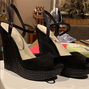 Aldo Black Open Toe Wedges